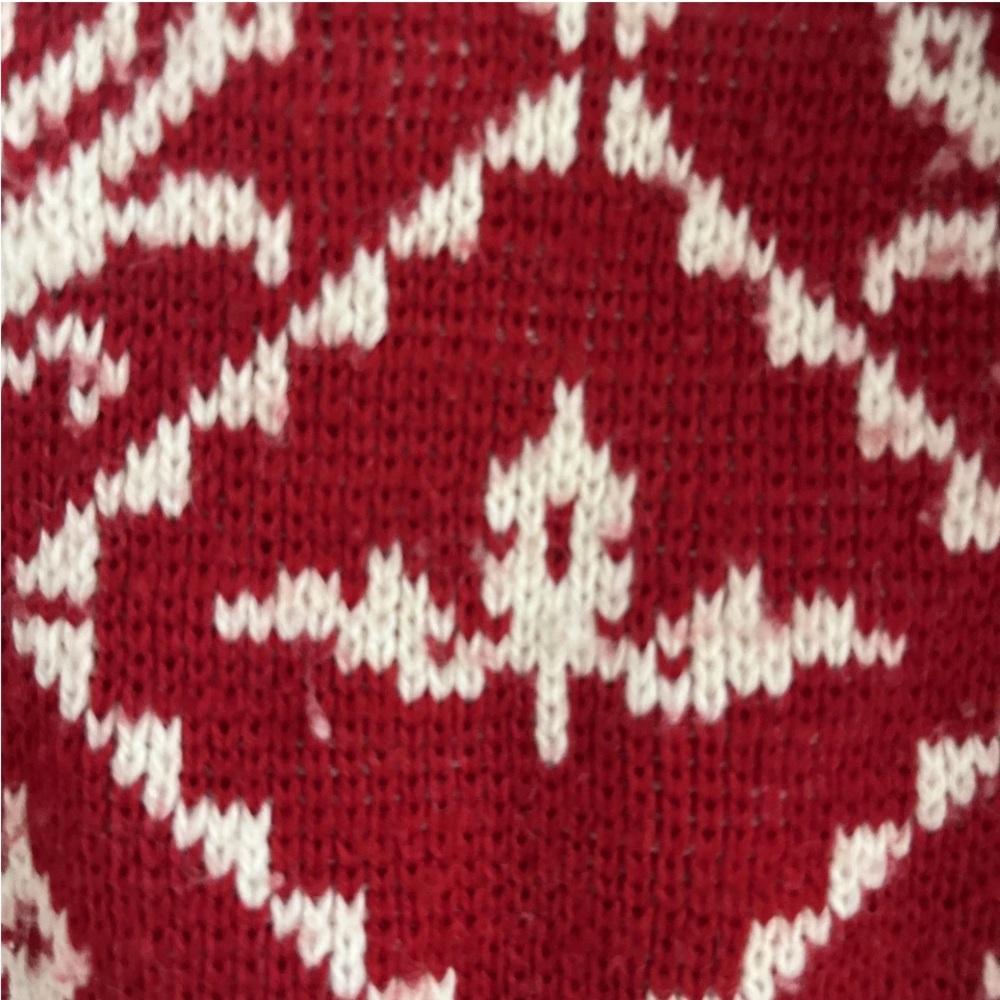 Vintage Red and Cream Nordic/Holiday Patterned Sweater,Esprit,Cropped, Sz Small - Picture 9 of 11
